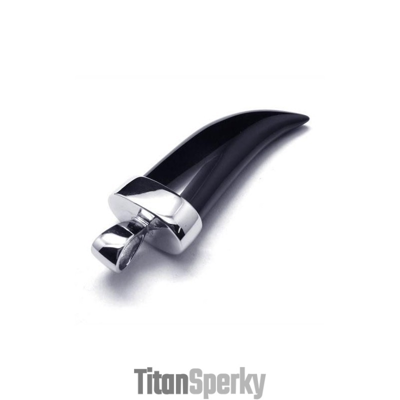 Pánský Náhrdelník S Přívěskem A Kopím Z Čistého Titanu A Onyxu