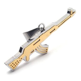 Pánský Zlatý Přívěsek S Přívěskem Z Čistého Titanu Ak47