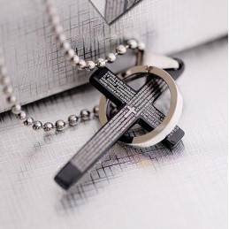Klasický Černý Přívěsek S Titanovým Křížem Pro Muže Z Bible Svaté