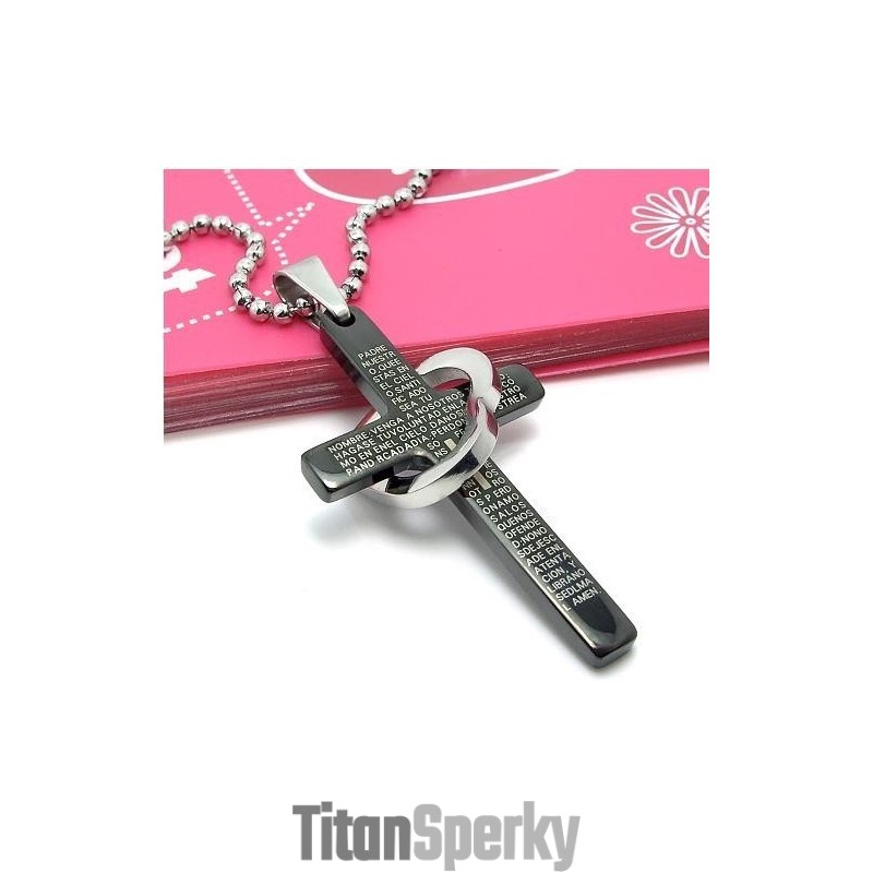 Náhrdelník Cool Man Heart Cross Bible Black Titan Steel S Přívěskem (Nový) Náhrdelník Cool Man Heart Cross Bible Black Titan Steel S Přívěskem (Nový)