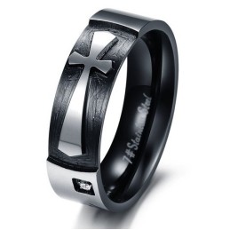 Titanový Prsten S Křížem Stabilní Kvality Pro Milovníky