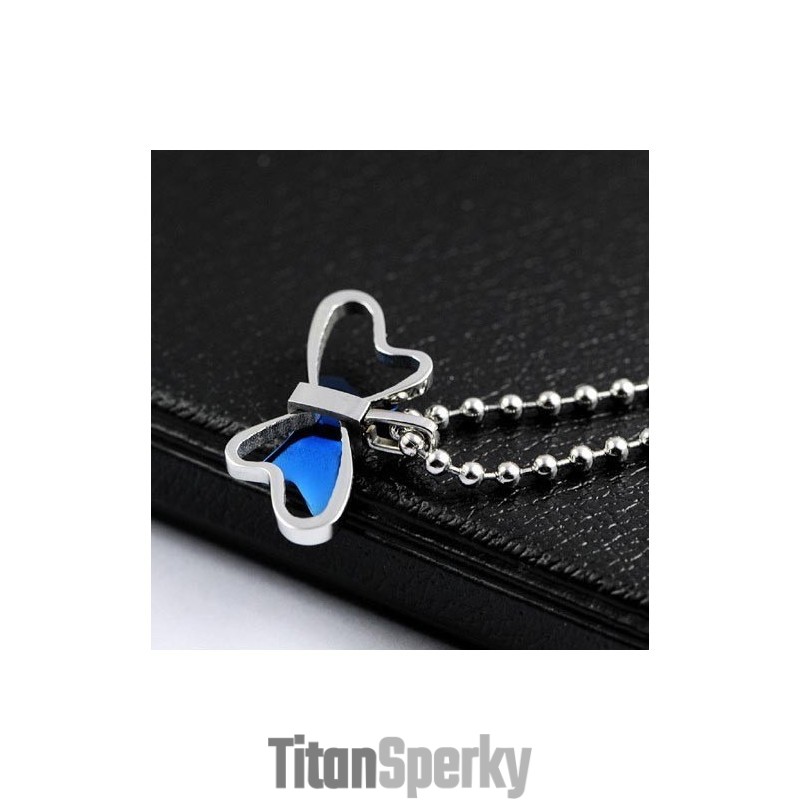 Elegantní Nádherný Titanový Náhrdelník S Motýlem A Přívěskem