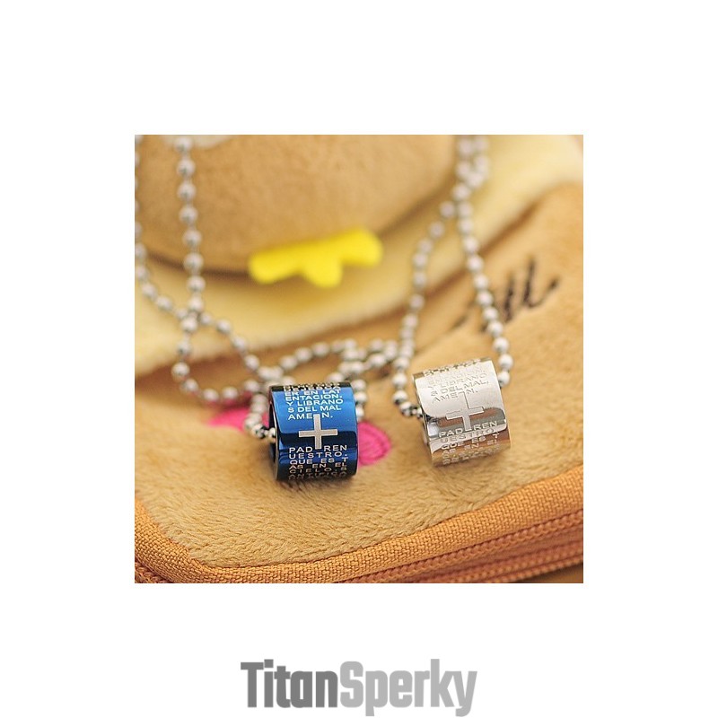 Romantický Modrý Titanový Náhrdelník A Přívěsek Pro Páry S Biblí (Jeden Pár)