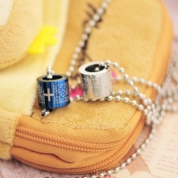 Romantický Modrý Titanový Náhrdelník A Přívěsek Pro Páry S Biblí (Jeden Pár)