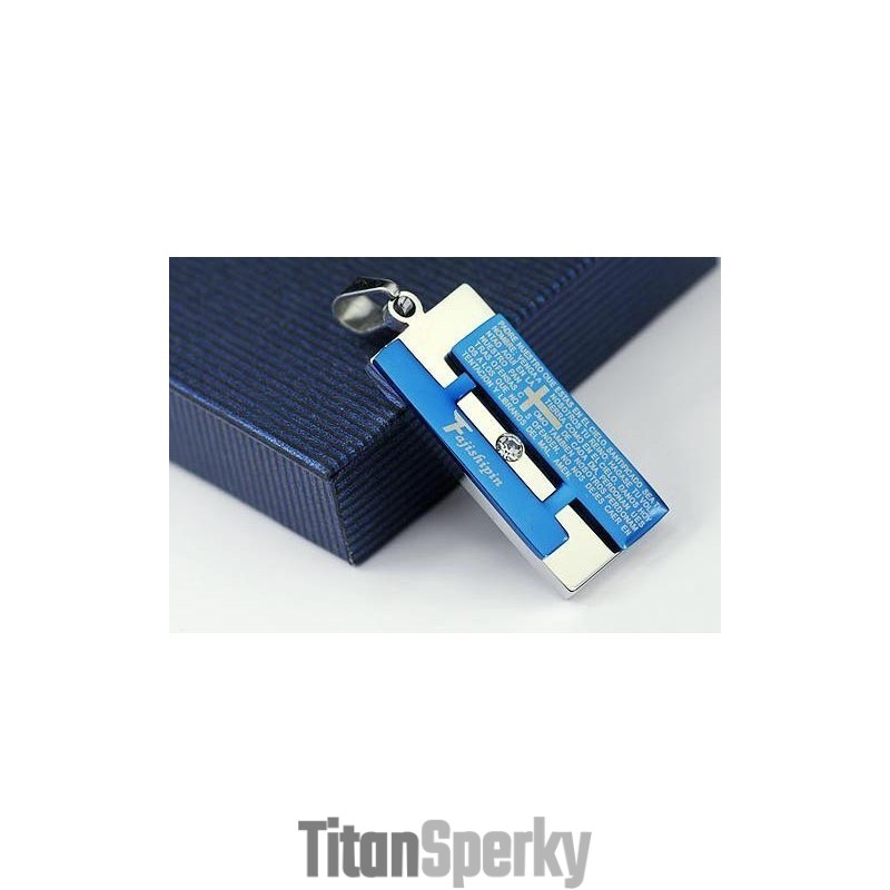 Přívěsek A Náhrdelník S Modrým Křížem A Biblickým Obdélníkem