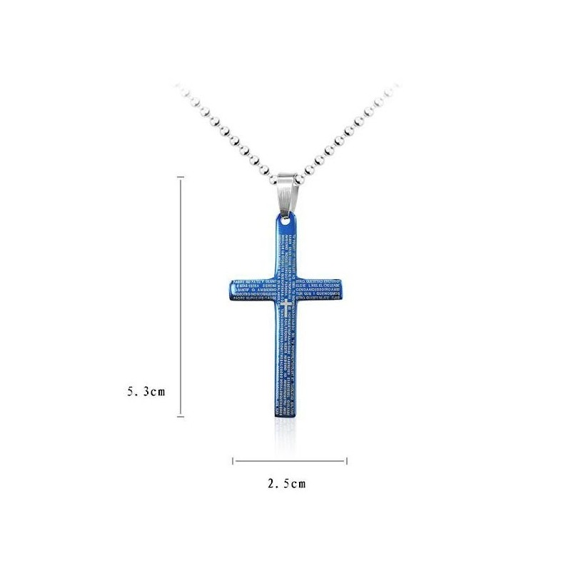 Přívěsek A Náhrdelník S Křížem Z Bible V Modré Barvě, Vynikající Muž