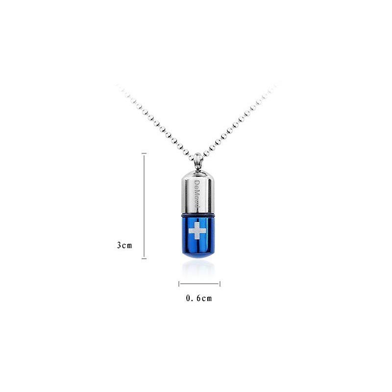 Náhrdelník S Křížem A Přívěskem Z Čistého Titanu Modrého Stříbra