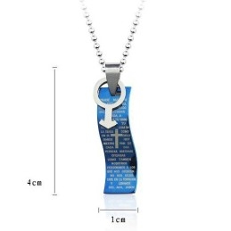 Modrý Styl Bible Cross Titanový Přívěsek A Náhrdelník Symboly Pro Muže