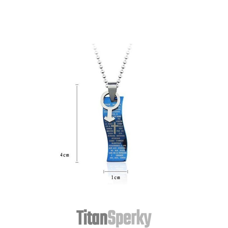 Modrý Styl Bible Cross Titanový Přívěsek A Náhrdelník Symboly Pro Muže
