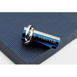 Dvoudílný Titanový Přívěsek Love Forever V Modrém A v kovově šedé barvě Provedení
