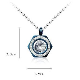 Náhrdelník S Hexagramem, Modrým Čistým Titanem A Diamantem