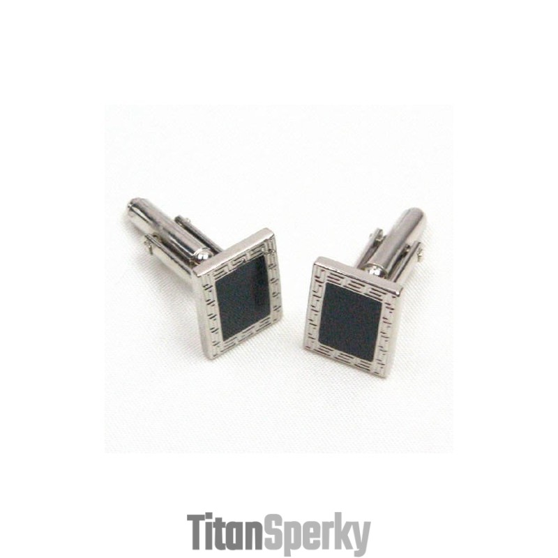 Titanové A Černé Čtvercové Manžetové Knoflíčky S Ip Pokovením Titanové A Černé Čtvercové Manžetové Knoflíčky S Ip Pokovením