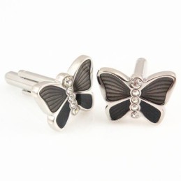 Titanové Manžetové Knoflíčky S Motýly A Diamanty