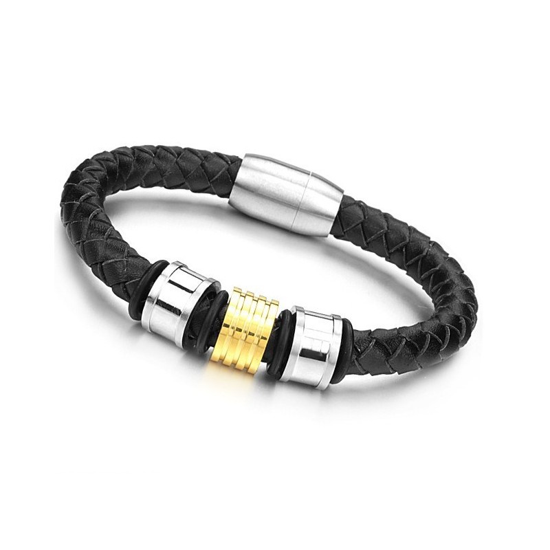 Spolehlivý A Kvalitní Pánský Kulatý Titanový Kožený Náramek