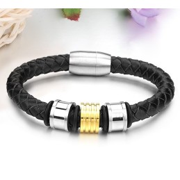 Spolehlivý A Kvalitní Pánský Kulatý Titanový Kožený Náramek