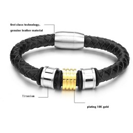 Spolehlivý A Kvalitní Pánský Kulatý Titanový Kožený Náramek