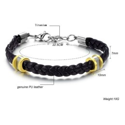 Vysoce Kvalitní Stručný Titanový Kožený Náramek