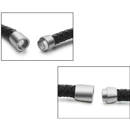 Vysoce Kvalitní Černý Titanový Kožený Náramek