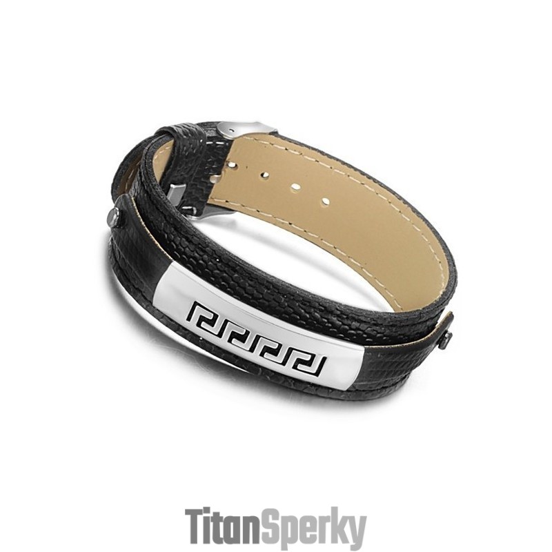 Vysoce Kvalitní Černý Titanový Kožený Náramek