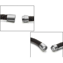 Pánský Hnědý Titanový Kožený Náramek Zaručené Kvality A Množství