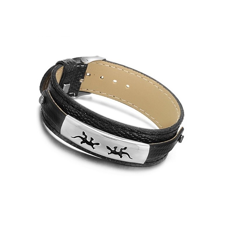 Vysoce Kvalitní Černý Titanový Kožený Náramek