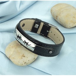 Vysoce Kvalitní Černý Titanový Kožený Náramek