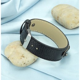 Vysoce Kvalitní Černý Titanový Kožený Náramek