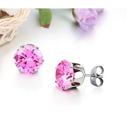 Široké Varianty Dámských Růžových Titanových Náušnic S Diamanty