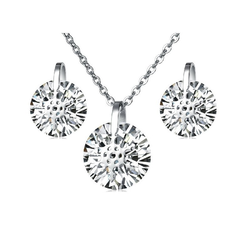 Titanový Náhrdelník A Náušnice S Kamínky Ve Tvaru Sněhové Vločky, Zaručená Kvalita A Množství