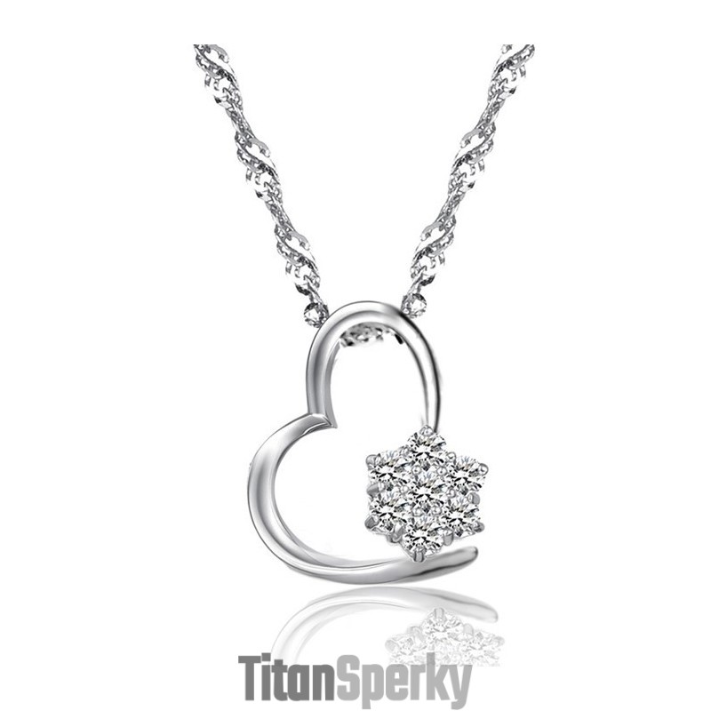 Stabilní Kvalitní Dámský Platinový Titanový Náhrdelník S Diamantem Stabilní Kvalitní Dámský Platinový Titanový Náhrdelník S Diamantem