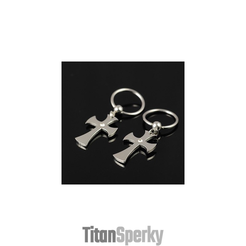 Pánské Titanové Náušnice S Křížkem