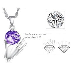 Široký Výběr Dámského Fialového Platinového Titanového Náhrdelníku S Diamanty