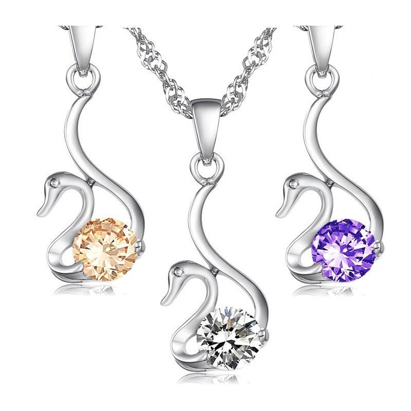 Spolehlivá Pověst Ženský Náhrdelník S Platinovým Pokovením A Diamantem Ve Tvaru Labutě