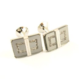 Titanové Podlouhlé Manžetové Knoflíčky S Diamanty