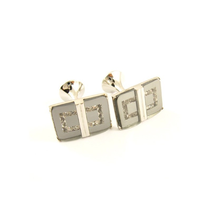 Titanové Podlouhlé Manžetové Knoflíčky S Diamanty