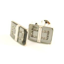 Titanové Podlouhlé Manžetové Knoflíčky S Diamanty