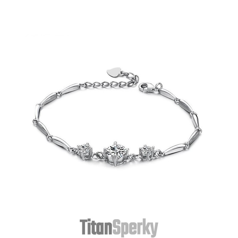 Stabilní Kvalitní Dámský Platinový Titanový Náramek S Diamantem