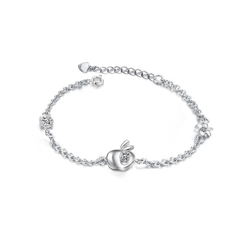 Široký Výběr Dámského Platinově Pokoveného Titanového Náramku Ve Tvaru Jablka S Diamantem