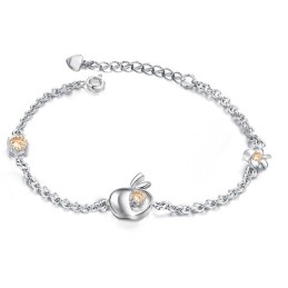 Široký Výběr Dámského Platinově Pokoveného Titanového Náramku Ve Tvaru Jablka S Diamantem