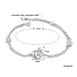 Široký Výběr Dámského Platinově Pokoveného Titanového Náramku Ve Tvaru Jablka S Diamantem