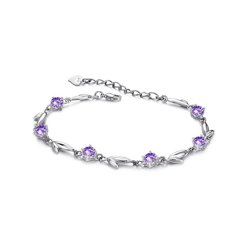 Světoznámý Dámský Fialový Platinový Titanový Náramek S Diamanty