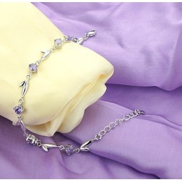 Světoznámý Dámský Fialový Platinový Titanový Náramek S Diamanty