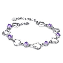 Spolehlivý A Kvalitní Dámský Elegantní Platinový Titanový Náramek S Fialovým Diamantem