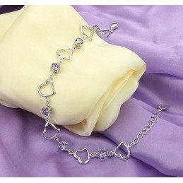 Spolehlivý A Kvalitní Dámský Elegantní Platinový Titanový Náramek S Fialovým Diamantem