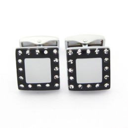 Titanové A Černé Manžetové Knoflíčky S Ip Pokovením A Diamanty
