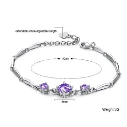 Stabilní Kvalitní Dámský Fialový Platinový Titanový Náramek S Diamantem