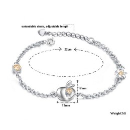 Kompletní Specifikace Dámského Náramku Ve Tvaru Jablka S Platinovým Pokovením A Titanovým Povrchem A Diamantem