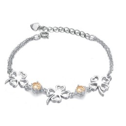 Vynikající Kvalita Dámského Titanového Náramku Ve Tvaru Jetele S Platinou