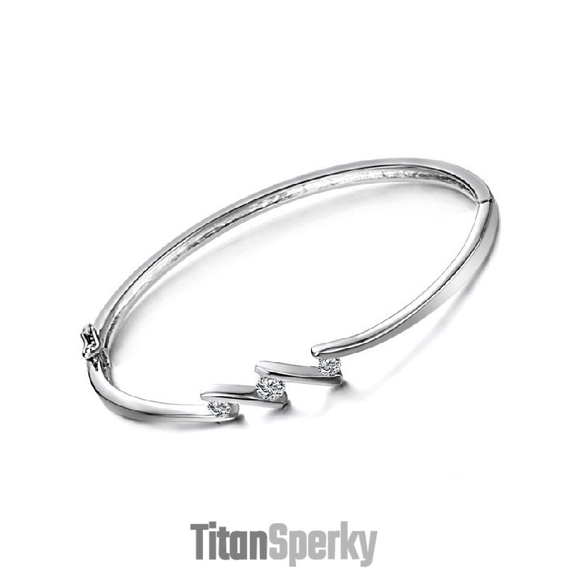 Zaručená Kvalita A Množství Dámský Hypoalergenní Titanový Náramek S Platinovým Pokovením A Kamínky