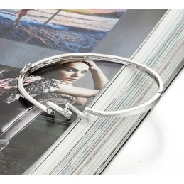 Zaručená Kvalita A Množství Dámský Hypoalergenní Titanový Náramek S Platinovým Pokovením A Kamínky